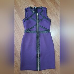 Bebe scuba & PU sleeveless dress